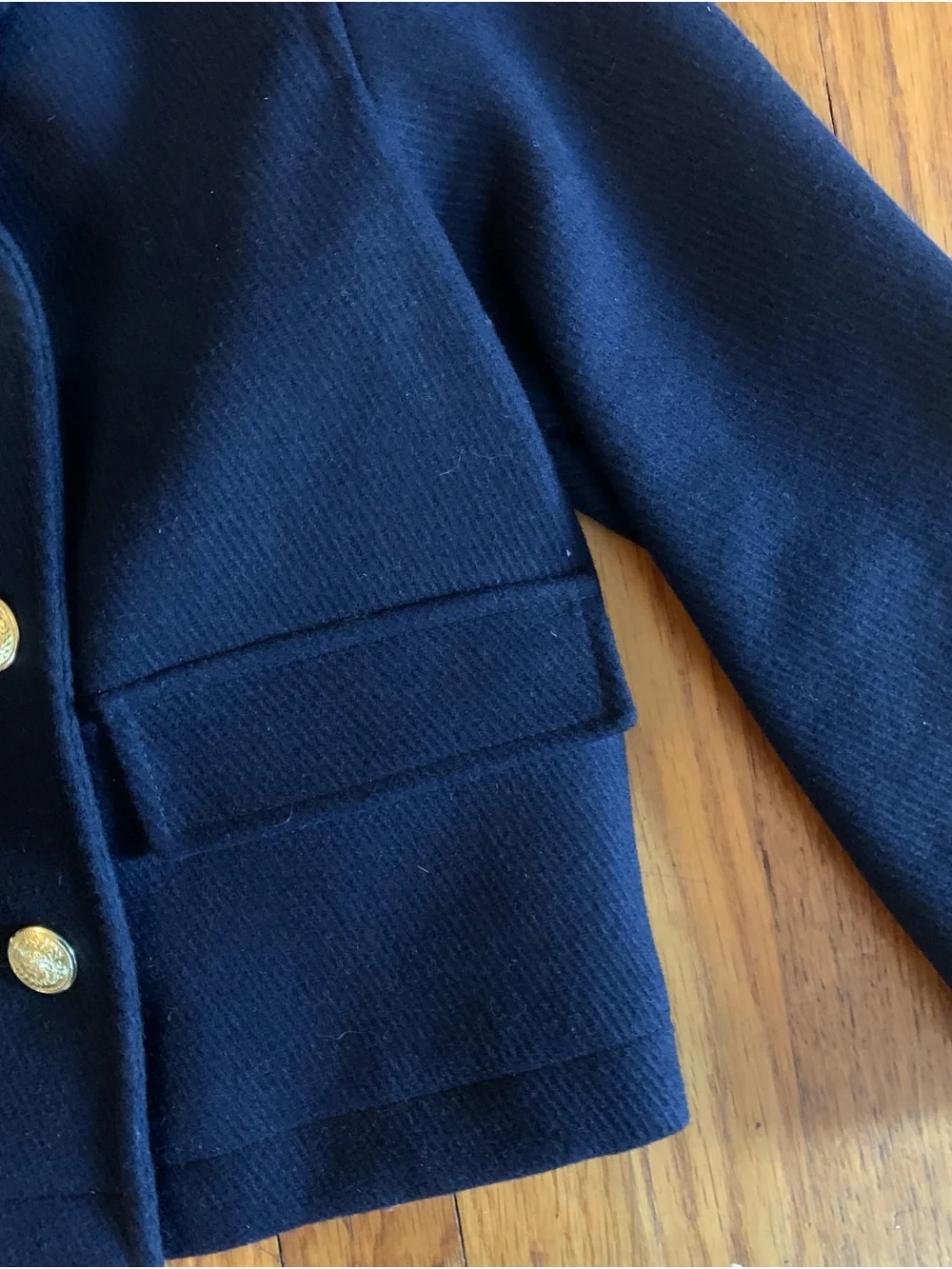 Kids Tommy Hilfiger Classic Navy Double-Breasted Peacoat S Fall/ Winter wool